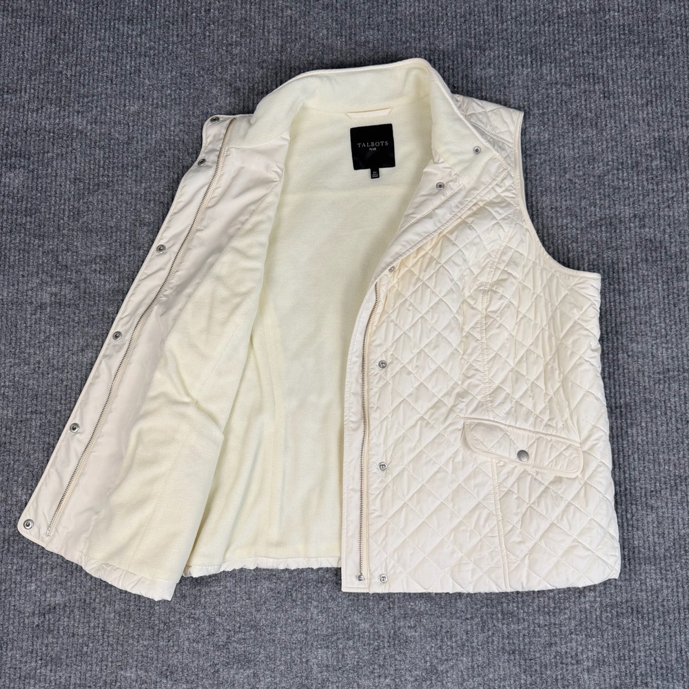 Talbots Vest Womens 2X Quilted Fleece Lined Snap Zip Preppy Equestrian Barn